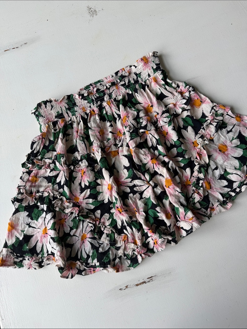 Pink and black floral skirt